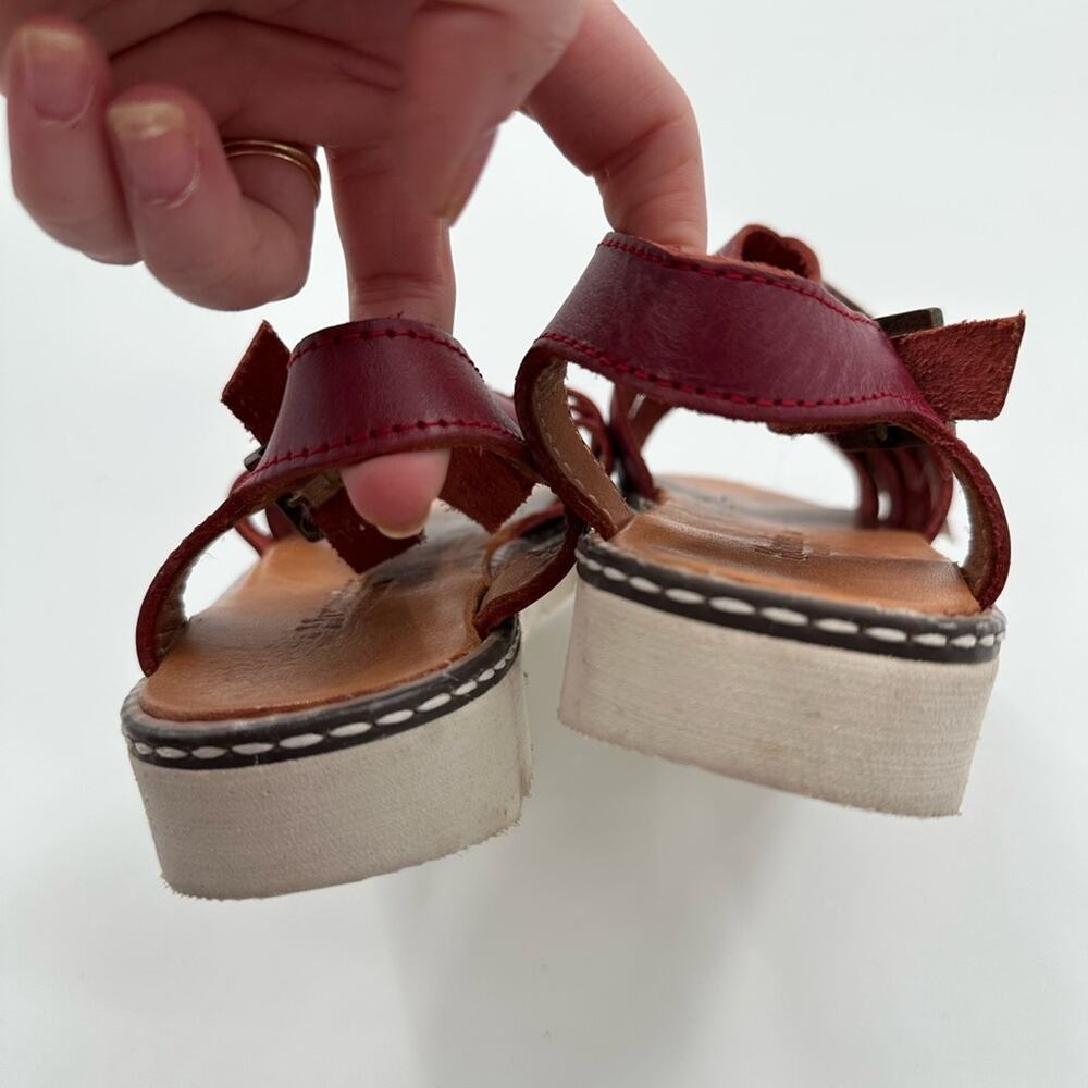 Bearpaw Burgundy Red Leah Huarache Fishermen Sport Leather Sandals New Size 9 - Picture 6 of 7